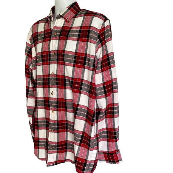 Tackle & Tides Red Black Plaid Cotton Button Down Flannel Shirt Men's Large NEW - Picture 4 of 10